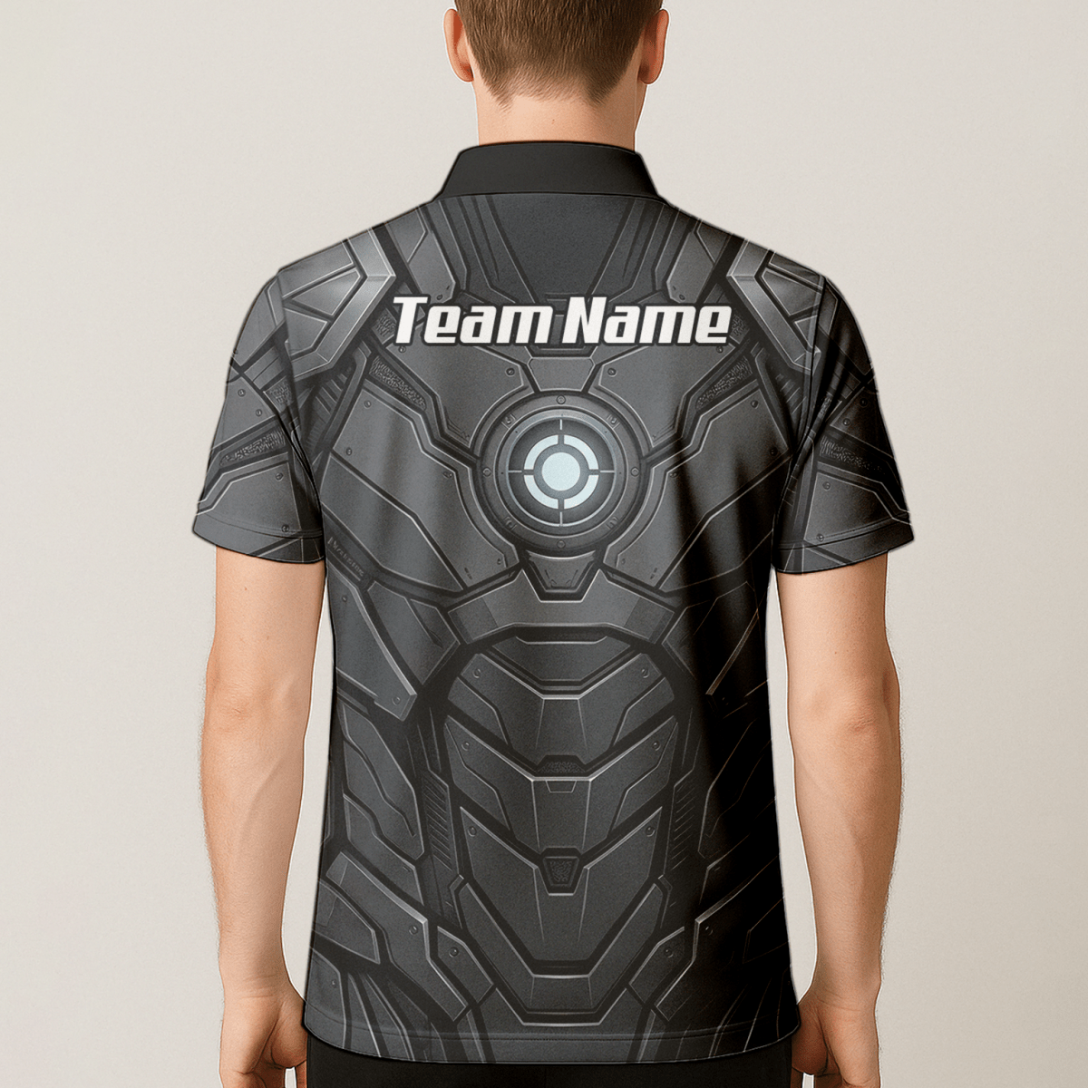 Dart Trikot Herren Personalisiert – Mech Rüstung Design Grau - Schwarz C3855 - Outfitsuche