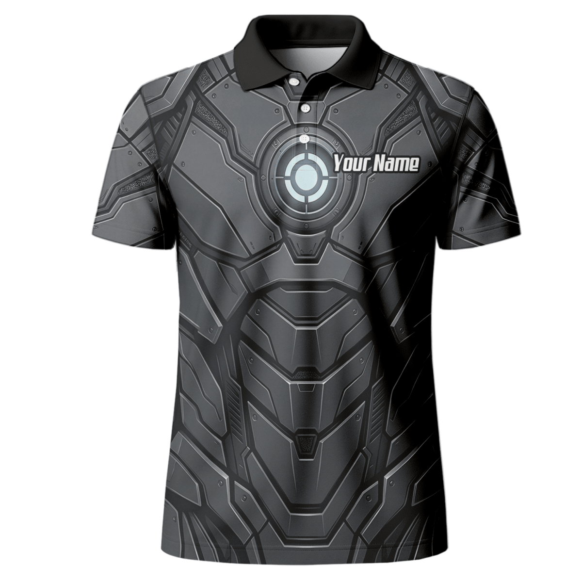 Dart Trikot Herren Personalisiert – Mech Rüstung Design Grau - Schwarz C3855 - Outfitsuche
