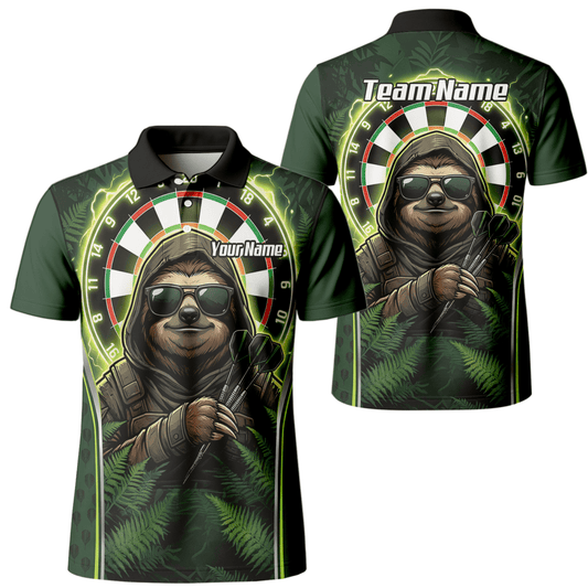 Dart Trikot Herren – Personalisiertes Faultier Motiv Grün Schwarz A2449 - Outfitsuche