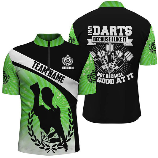 Dart Trikot Herren - Personalisiertes Grünes Halo Darts Viertelreißverschluss-Shirt - L1316 - Outfitsuche