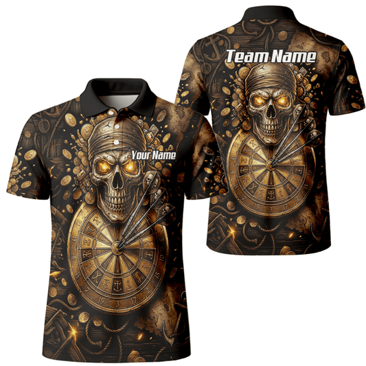 Dart Trikot Herren – Piraten Totenkopf Gold & Bronze Design – Personalisiert L4232 - Outfitsuche