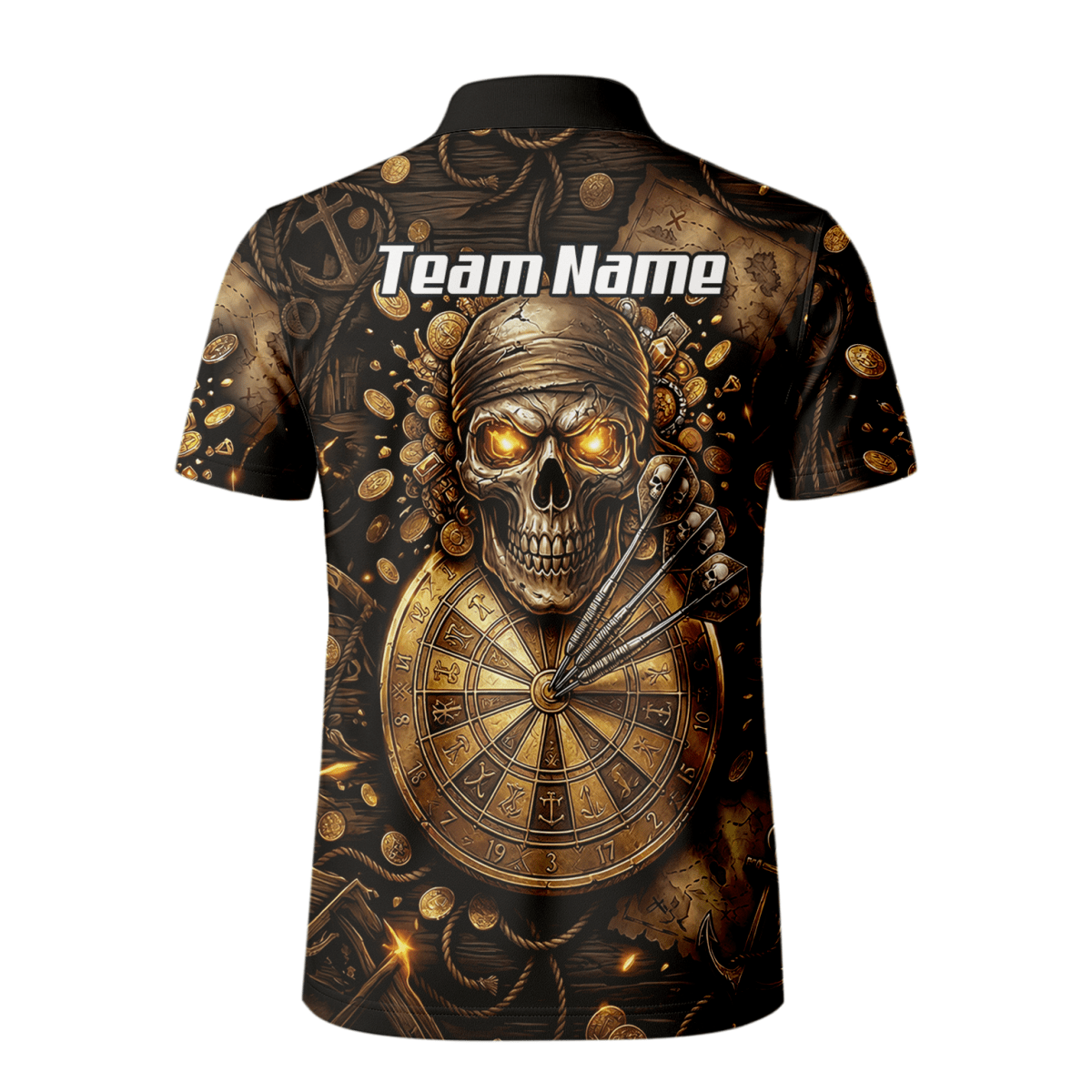 Dart Trikot Herren – Piraten Totenkopf Gold & Bronze Design – Personalisiert L4232 - Outfitsuche