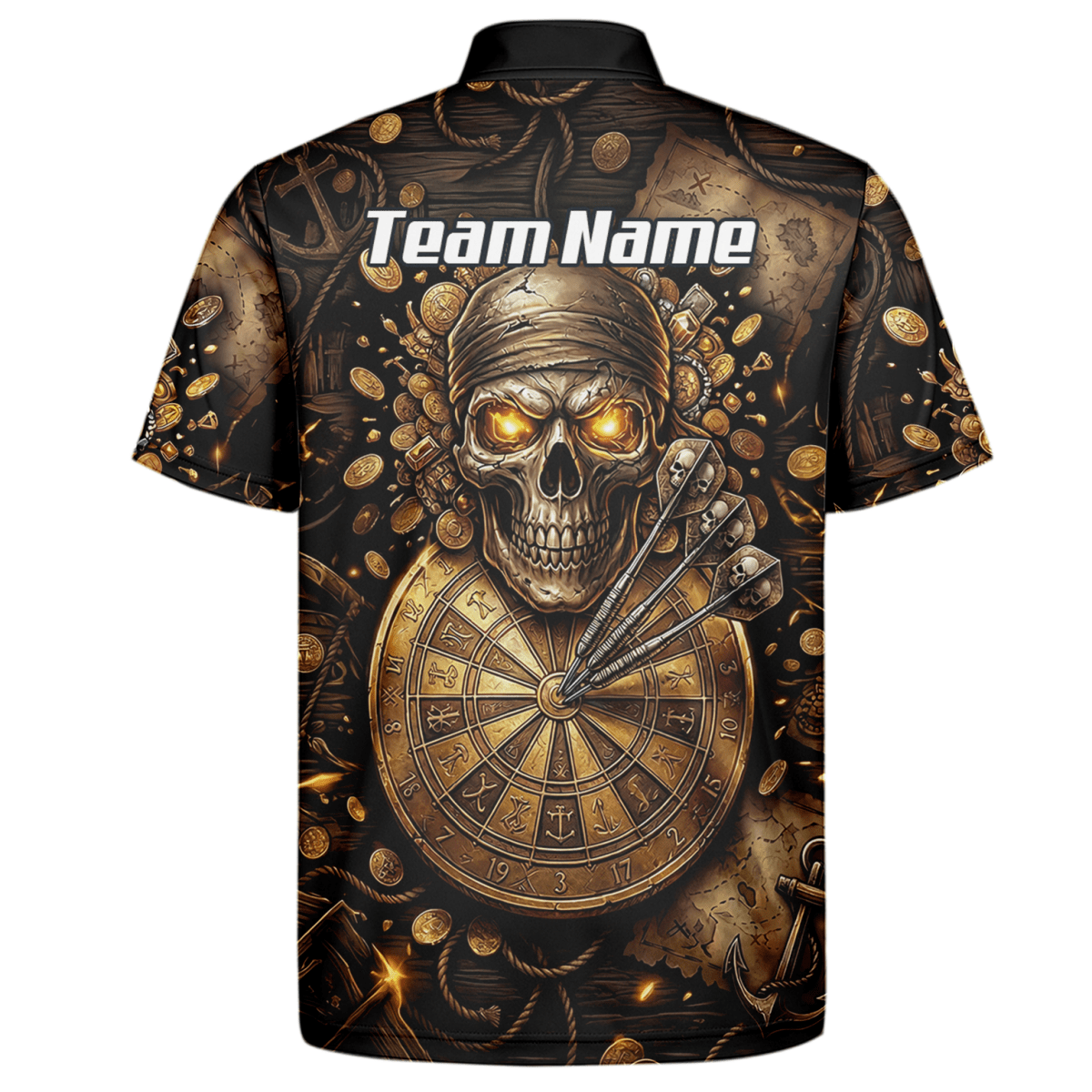 Dart Trikot Herren – Piraten Totenkopf Gold & Bronze Design – Personalisiert L4232 - Outfitsuche