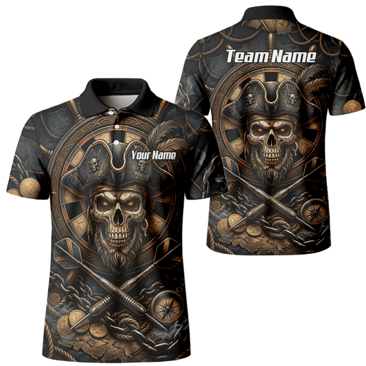 Dart Trikot Herren – Piraten Totenkopf Schwarz Gold Personalisierbar H4255 - Outfitsuche