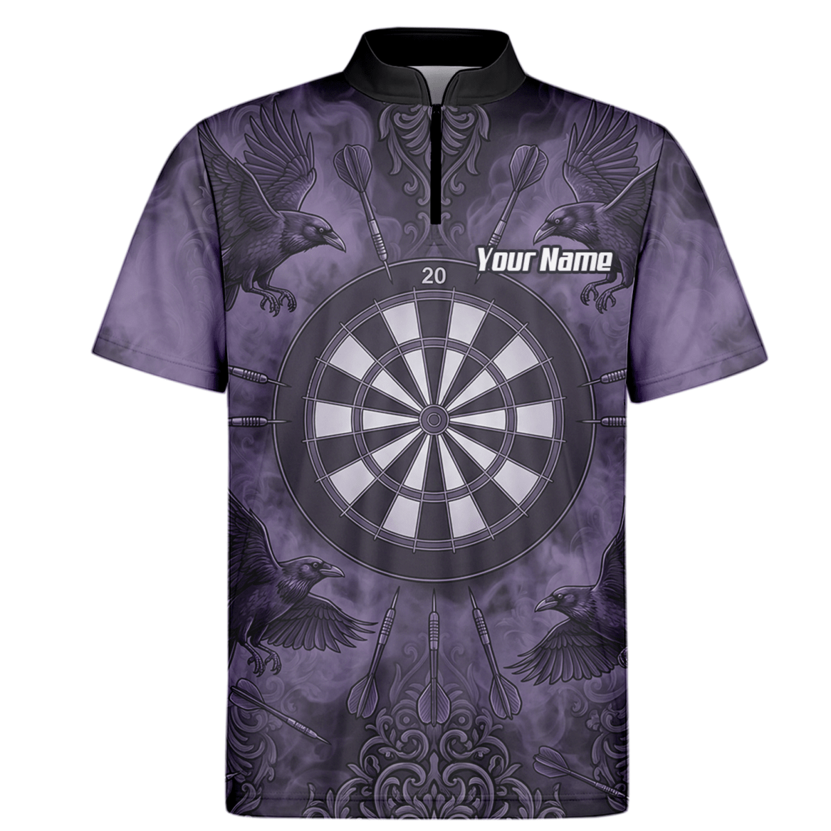 Dart Trikot Herren – Raben Motiv Lila Schwarz Personalisiert A3714 - Outfitsuche