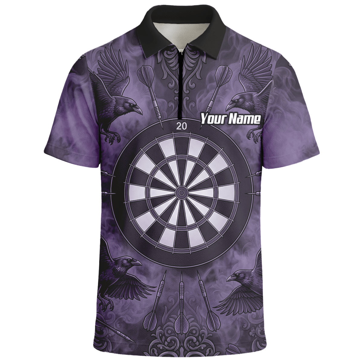 Dart Trikot Herren – Raben Motiv Lila Schwarz Personalisiert A3714 - Outfitsuche