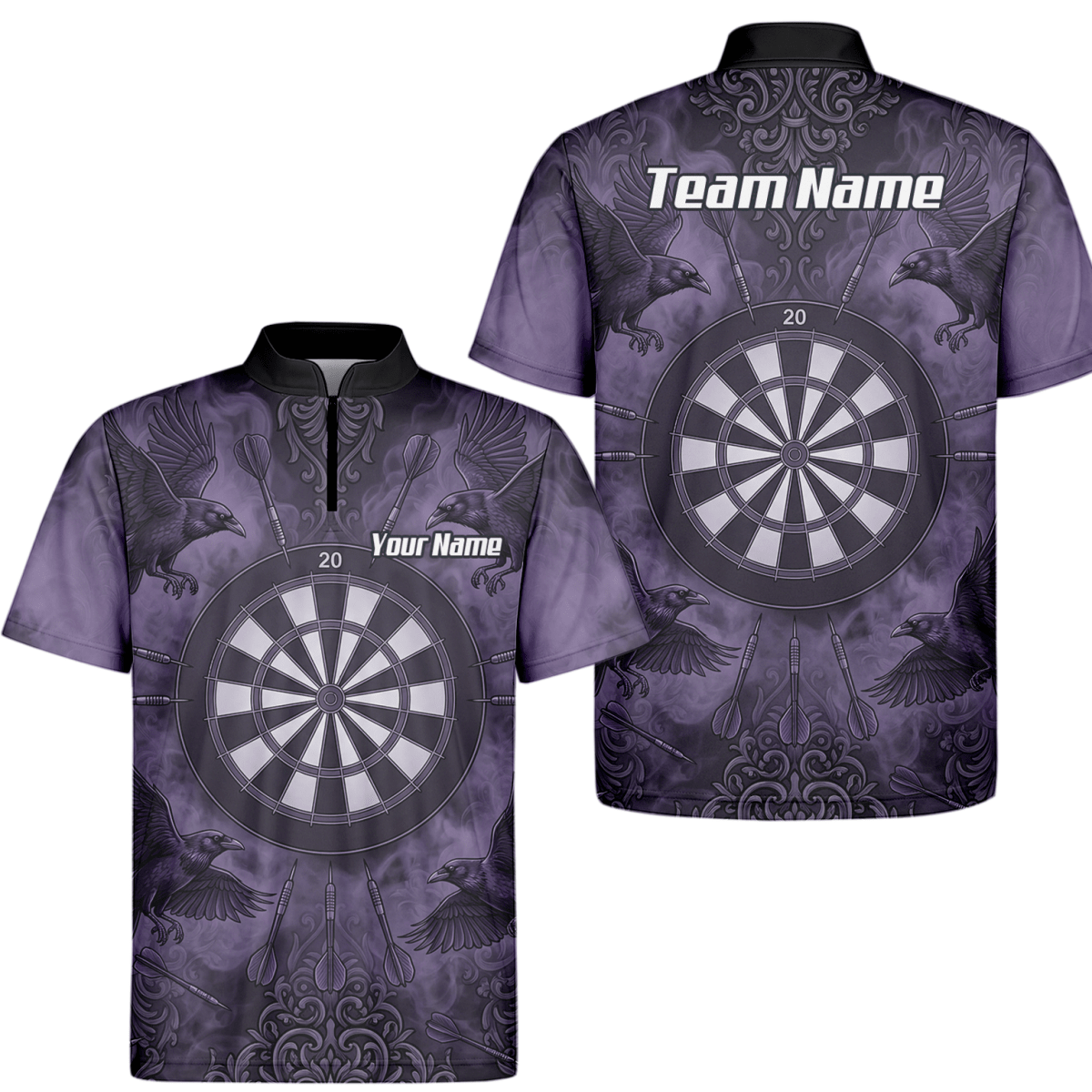 Dart Trikot Herren – Raben Motiv Lila Schwarz Personalisiert A3714 - Outfitsuche