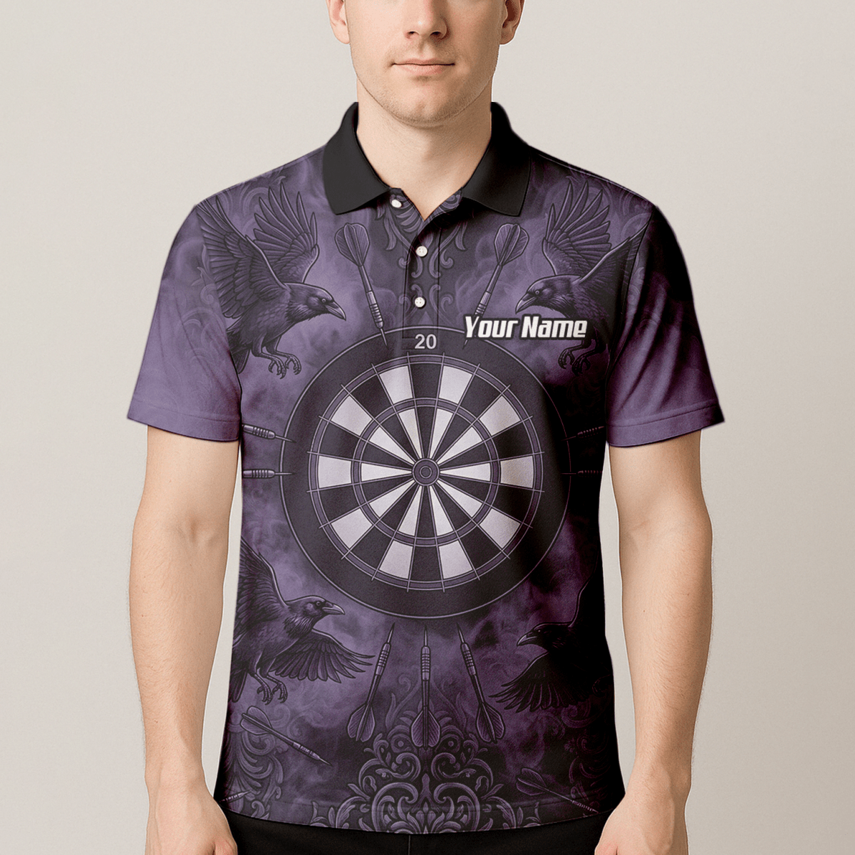 Dart Trikot Herren – Raben Motiv Lila Schwarz Personalisiert A3714 - Outfitsuche