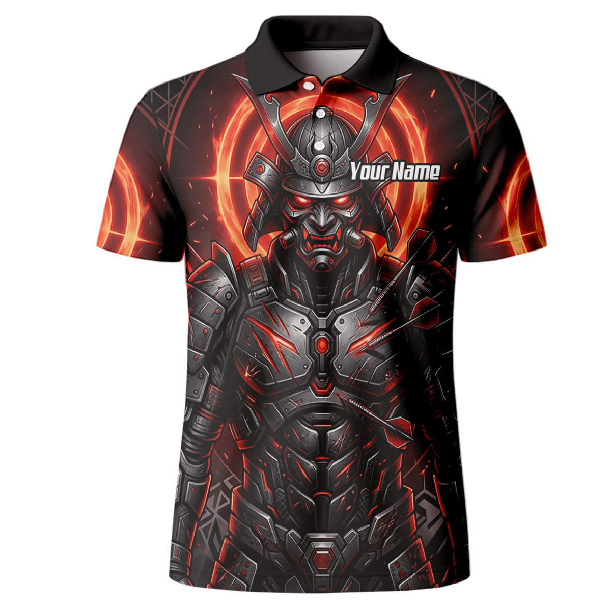 Dart Trikot Herren – Samurai Krieger Design Rot Schwarz Wunschname R5691 - Outfitsuche