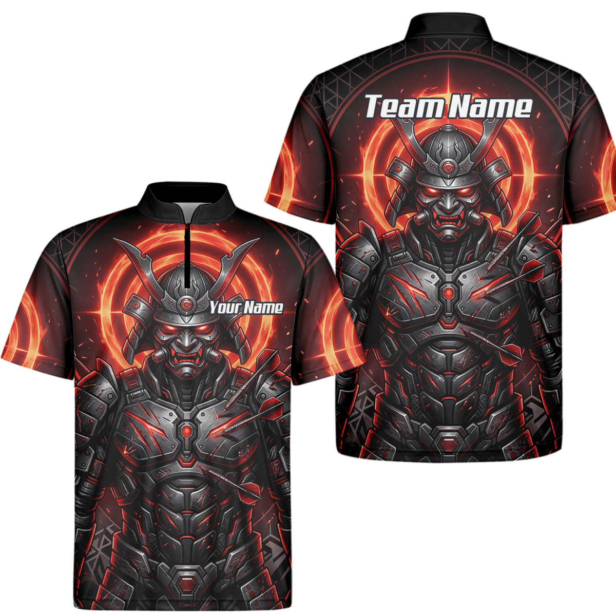 Dart Trikot Herren – Samurai Krieger Design Rot Schwarz Wunschname R5691 - Outfitsuche