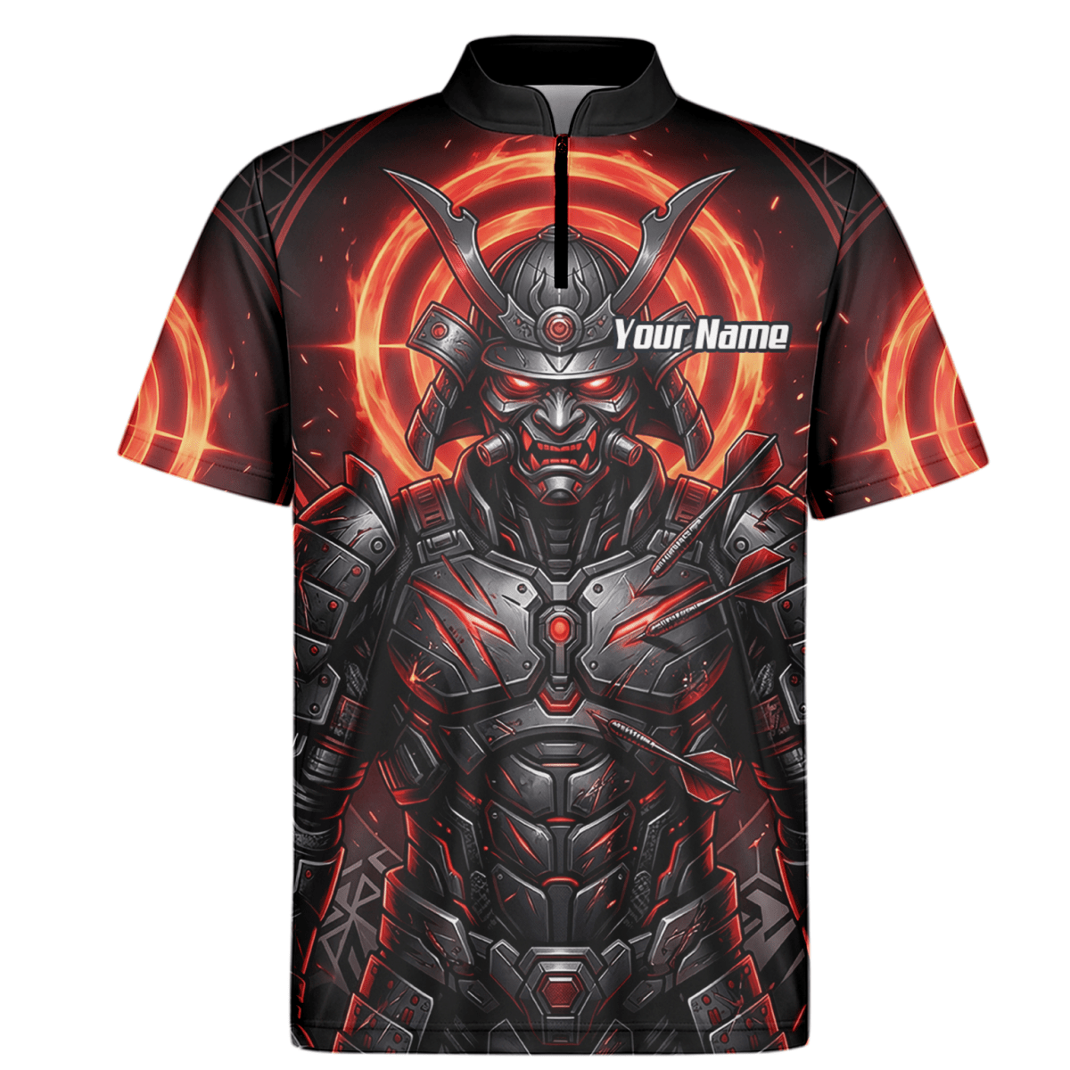 Dart Trikot Herren – Samurai Krieger Design Rot Schwarz Wunschname R5691 - Outfitsuche