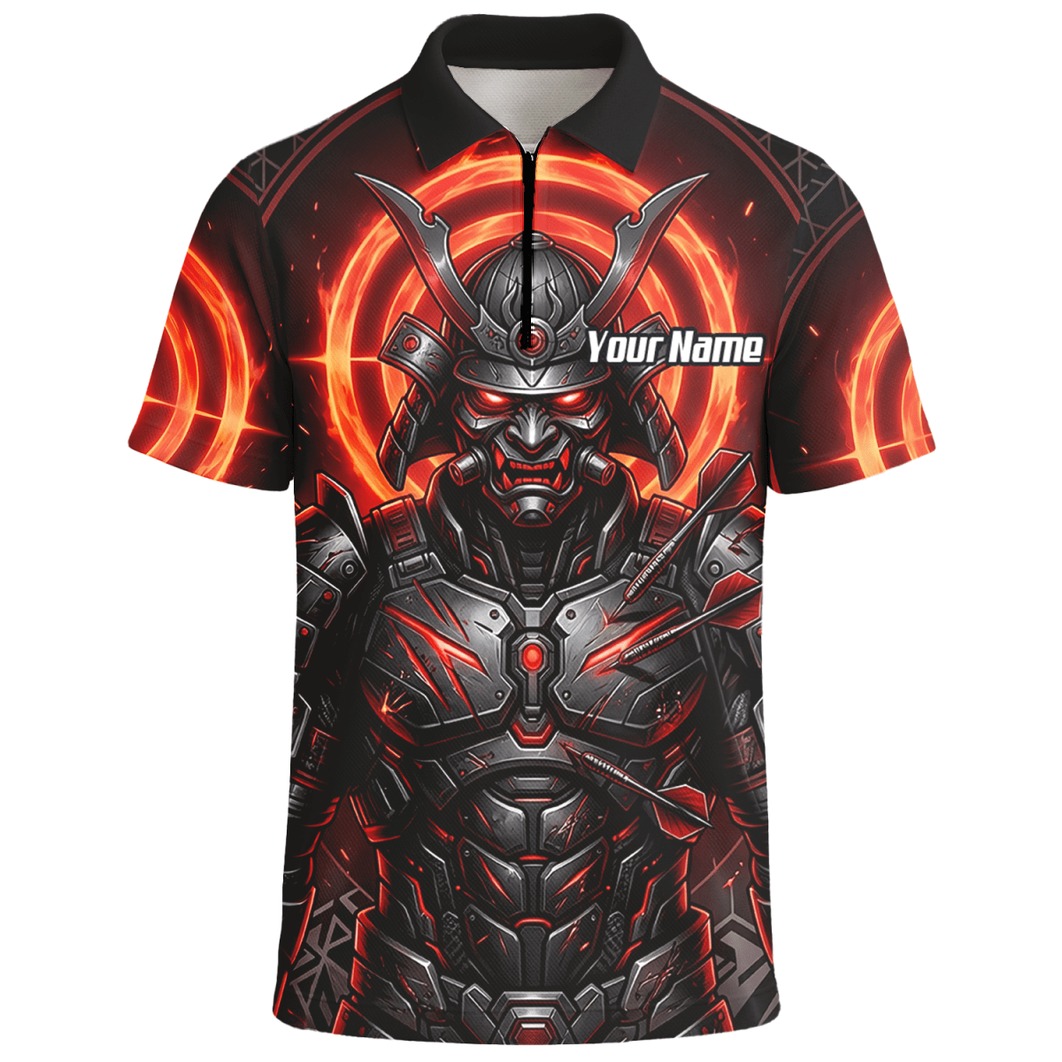 Dart Trikot Herren – Samurai Krieger Design Rot Schwarz Wunschname R5691 - Outfitsuche