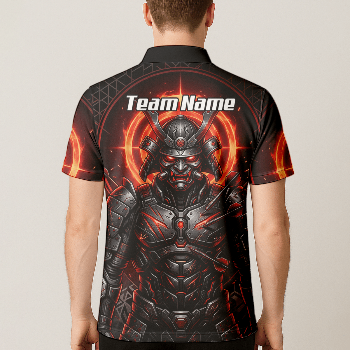 Dart Trikot Herren – Samurai Krieger Design Rot Schwarz Wunschname R5691 - Outfitsuche