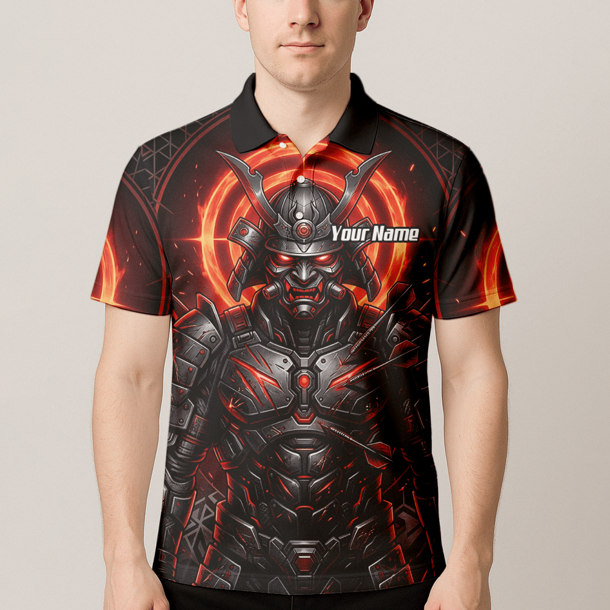 Dart Trikot Herren – Samurai Krieger Design Rot Schwarz Wunschname R5691 - Outfitsuche