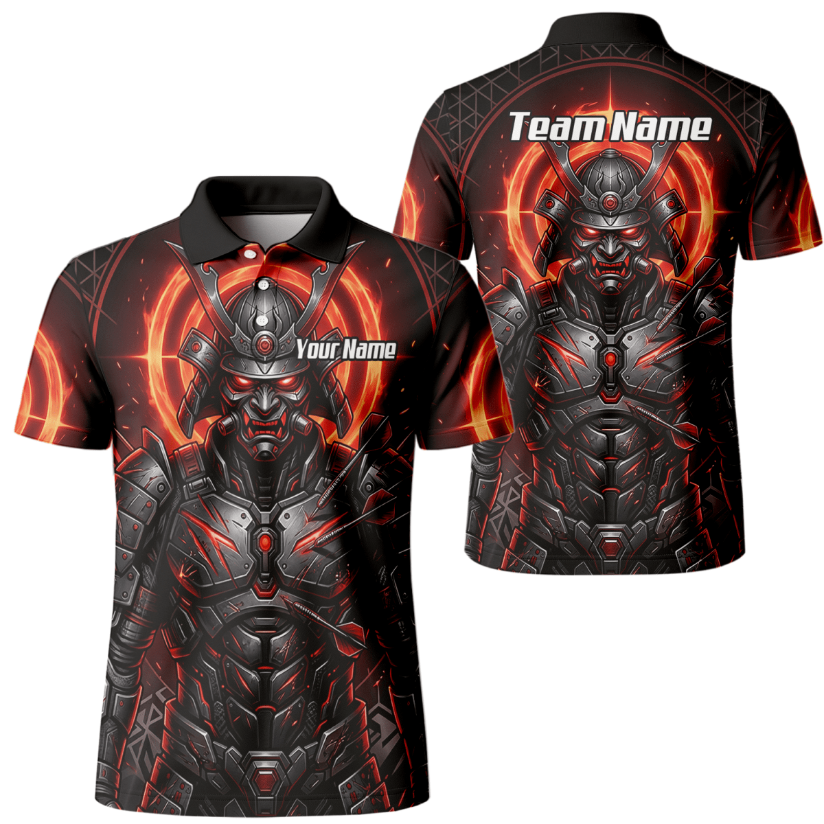 Dart Trikot Herren – Samurai Krieger Design Rot Schwarz Wunschname R5691 - Outfitsuche
