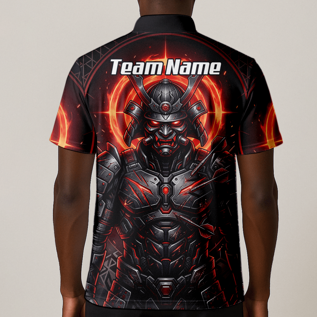 Dart Trikot Herren – Samurai Krieger Design Rot Schwarz Wunschname R5691 - Outfitsuche