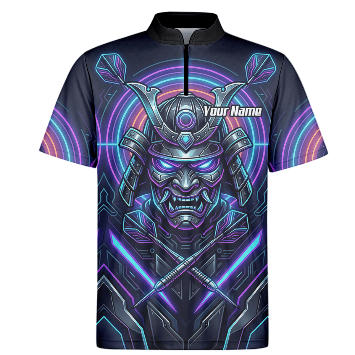 Dart Trikot Herren – Samurai Maske Cyber Neon – Personalisierbar M8824 - Outfitsuche