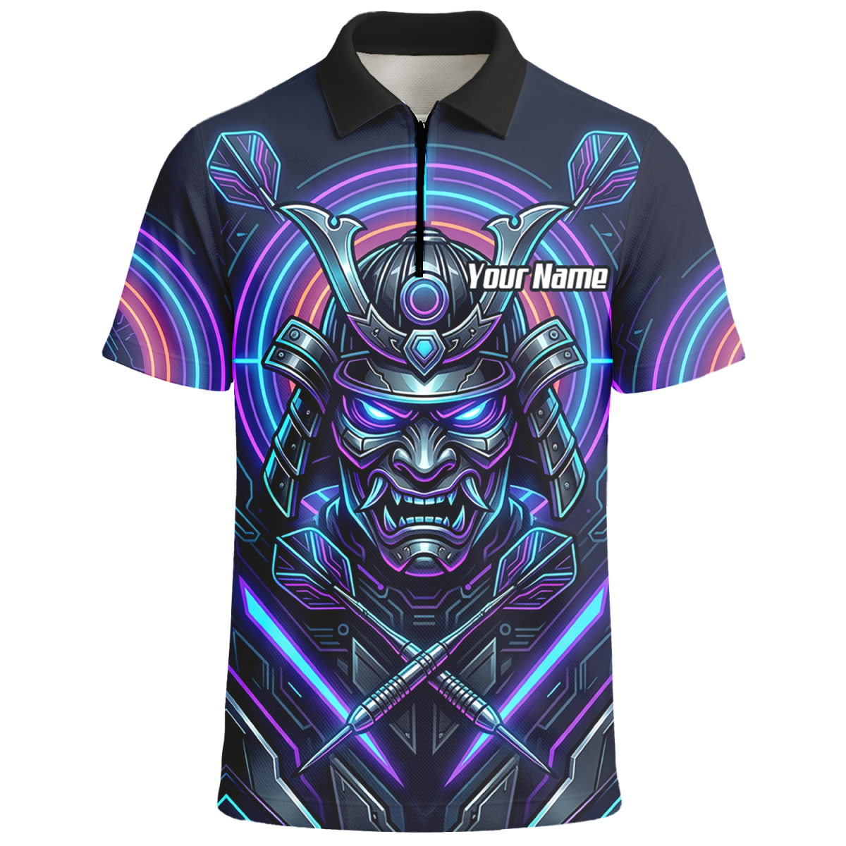 Dart Trikot Herren – Samurai Maske Cyber Neon – Personalisierbar M8824 - Outfitsuche
