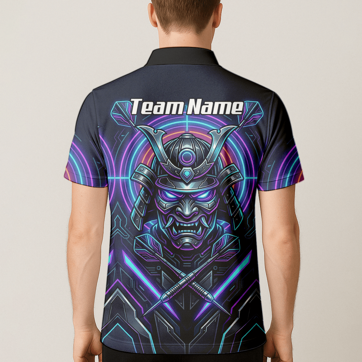 Dart Trikot Herren – Samurai Maske Cyber Neon – Personalisierbar M8824 - Outfitsuche