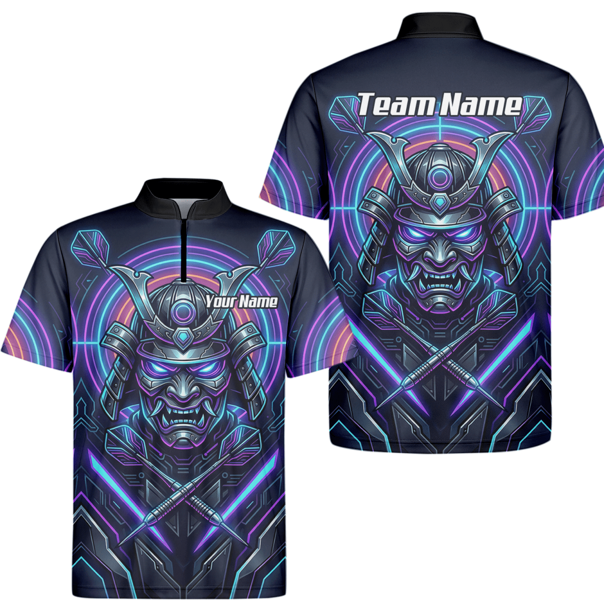 Dart Trikot Herren – Samurai Maske Cyber Neon – Personalisierbar M8824 - Outfitsuche