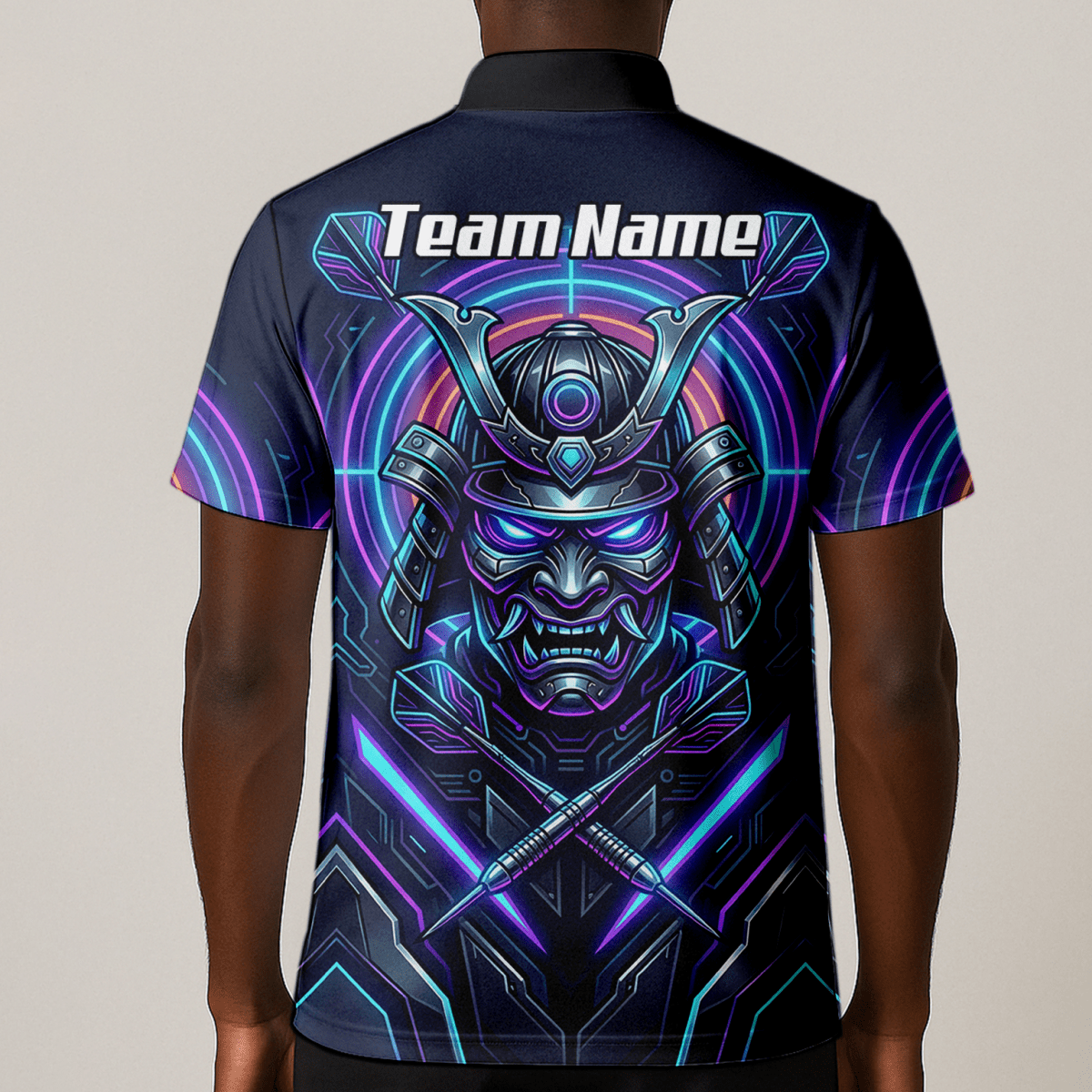 Dart Trikot Herren – Samurai Maske Cyber Neon – Personalisierbar M8824 - Outfitsuche