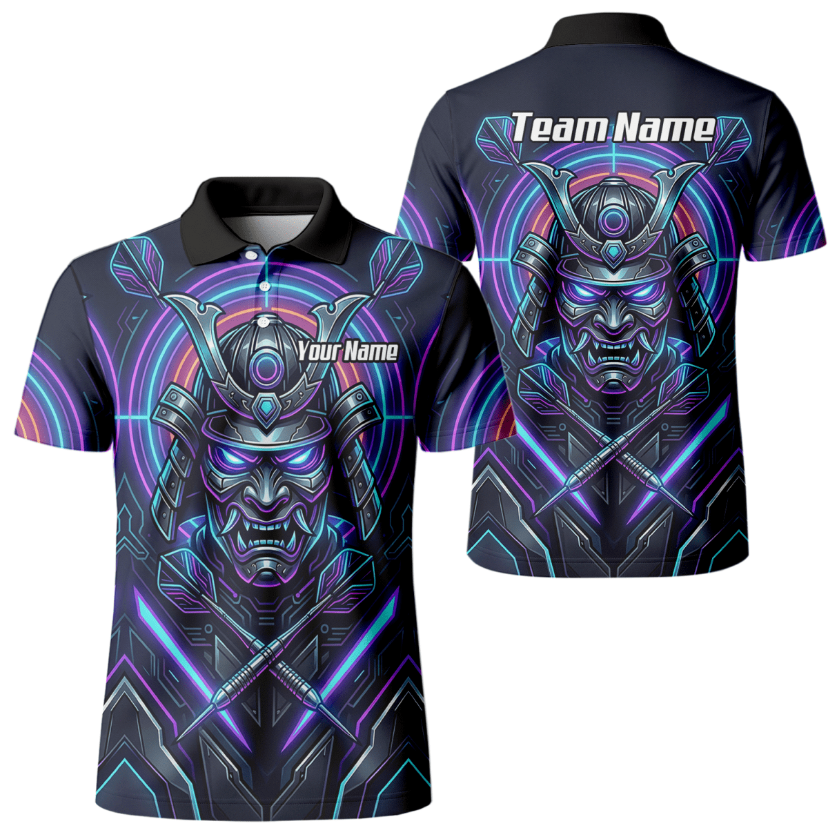 Dart Trikot Herren – Samurai Maske Cyber Neon – Personalisierbar M8824 - Outfitsuche