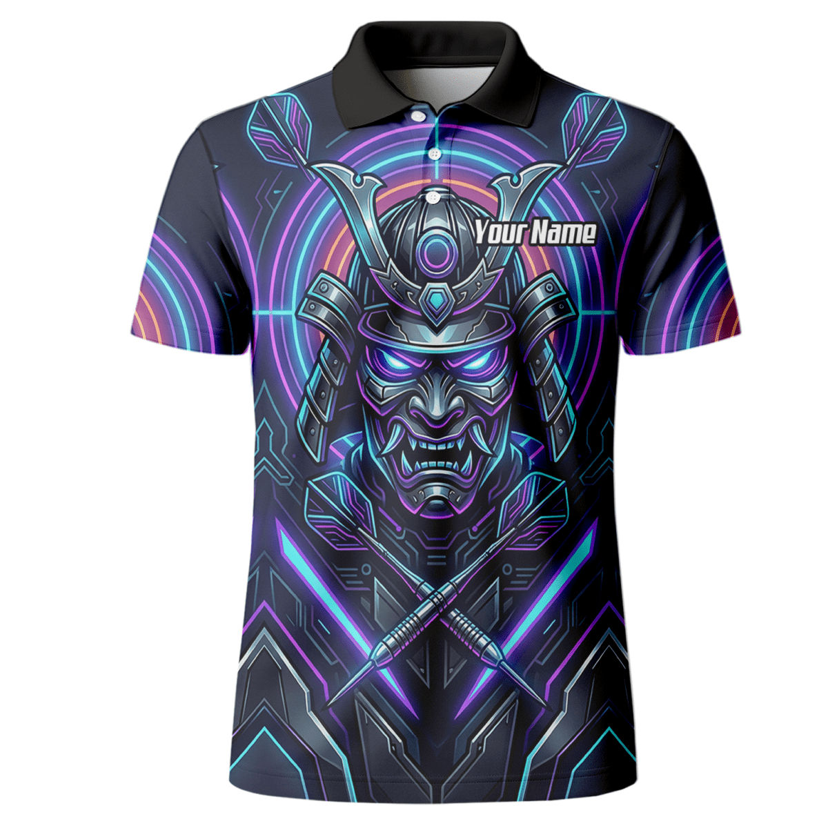 Dart Trikot Herren – Samurai Maske Cyber Neon – Personalisierbar M8824 - Outfitsuche