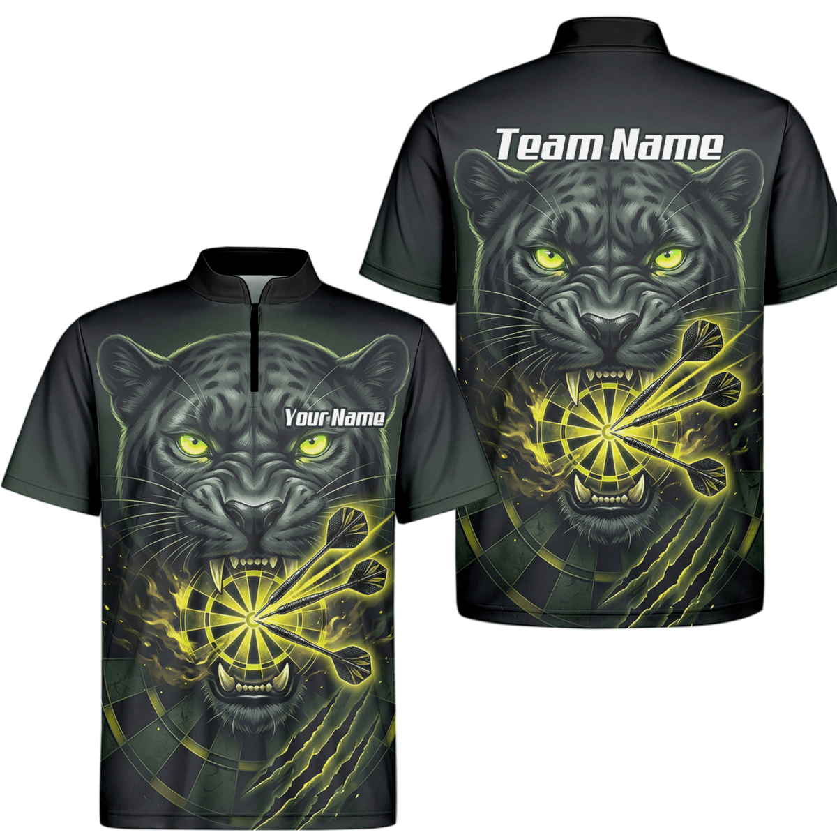 Dart Trikot Herren – Schwarzer Panther Design Schwarz Neon - Grün K8672 - Outfitsuche