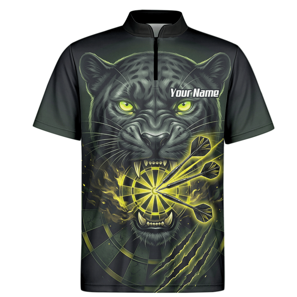 Dart Trikot Herren – Schwarzer Panther Design Schwarz Neon - Grün K8672 - Outfitsuche