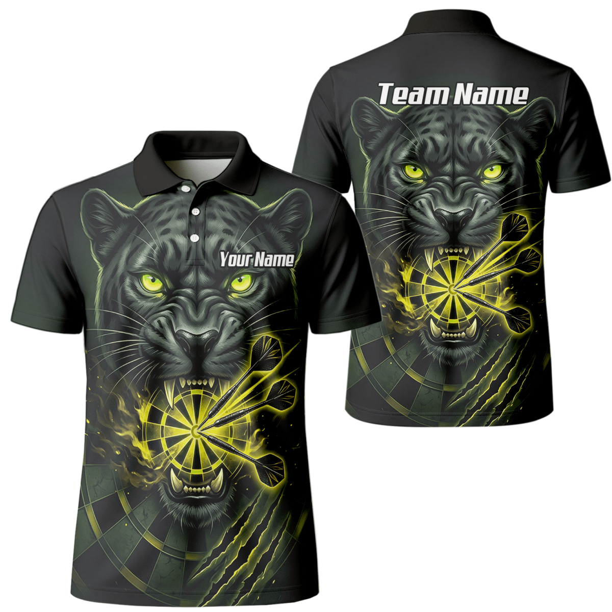 Dart Trikot Herren – Schwarzer Panther Design Schwarz Neon - Grün K8672 - Outfitsuche