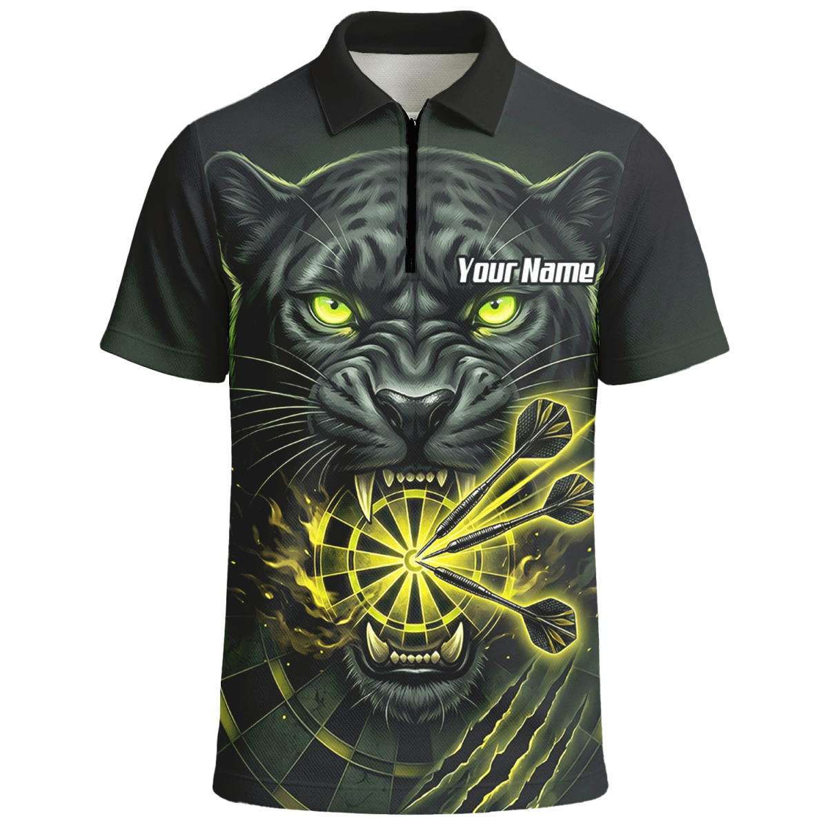 Dart Trikot Herren – Schwarzer Panther Design Schwarz Neon - Grün K8672 - Outfitsuche