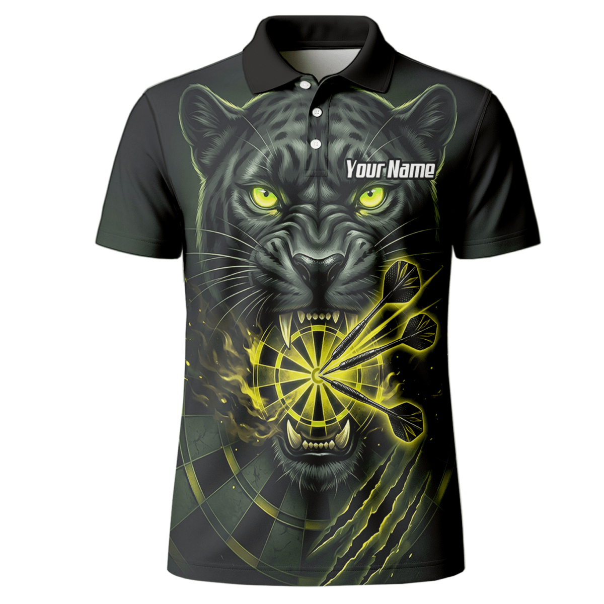 Dart Trikot Herren – Schwarzer Panther Design Schwarz Neon - Grün K8672 - Outfitsuche