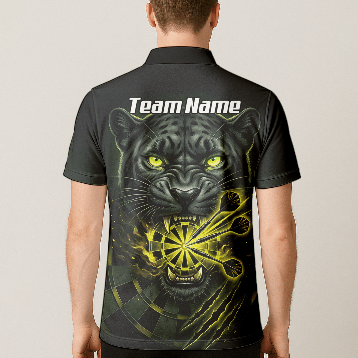 Dart Trikot Herren – Schwarzer Panther Design Schwarz Neon - Grün K8672 - Outfitsuche