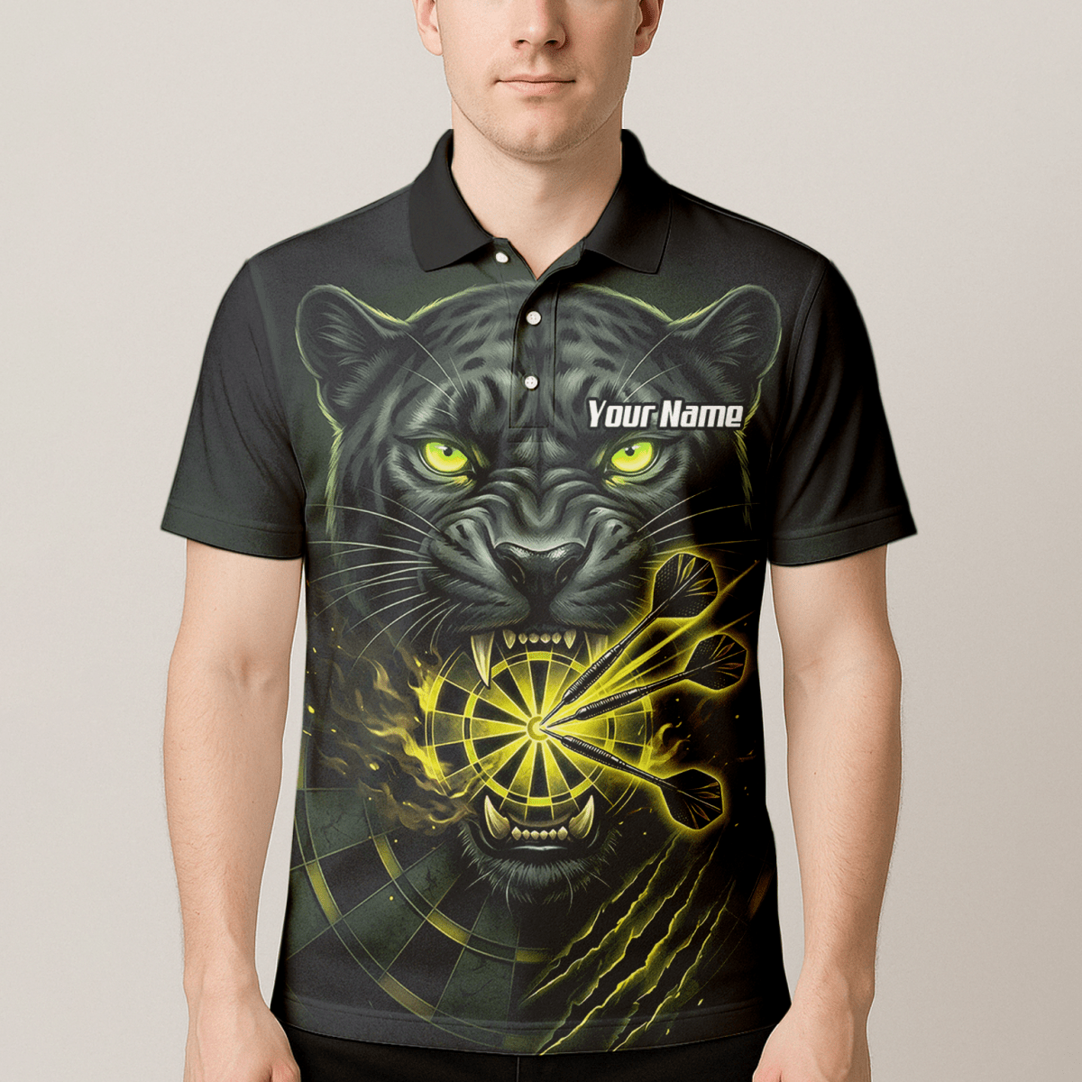Dart Trikot Herren – Schwarzer Panther Design Schwarz Neon - Grün K8672 - Outfitsuche