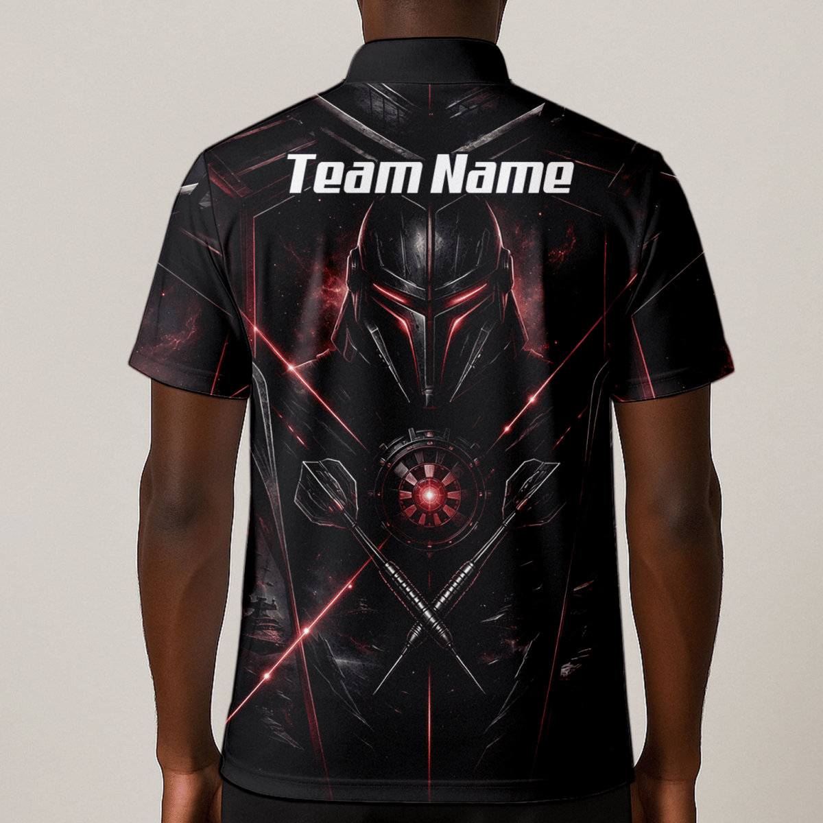 Dart Trikot Herren – Sci - Fi Krieger Helm Personalisierbar Schwarz Rot V9187 - Outfitsuche