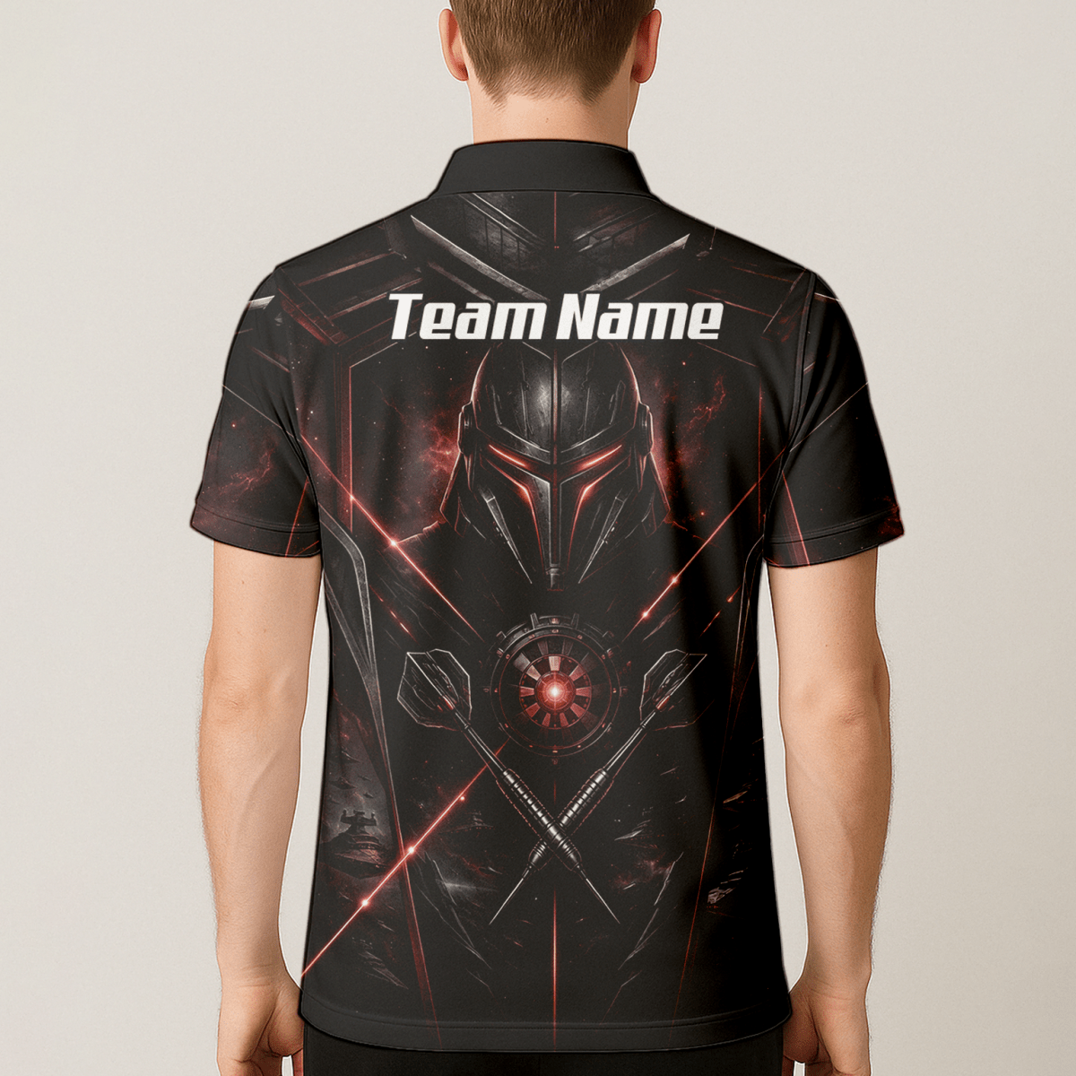 Dart Trikot Herren – Sci - Fi Krieger Helm Personalisierbar Schwarz Rot V9187 - Outfitsuche