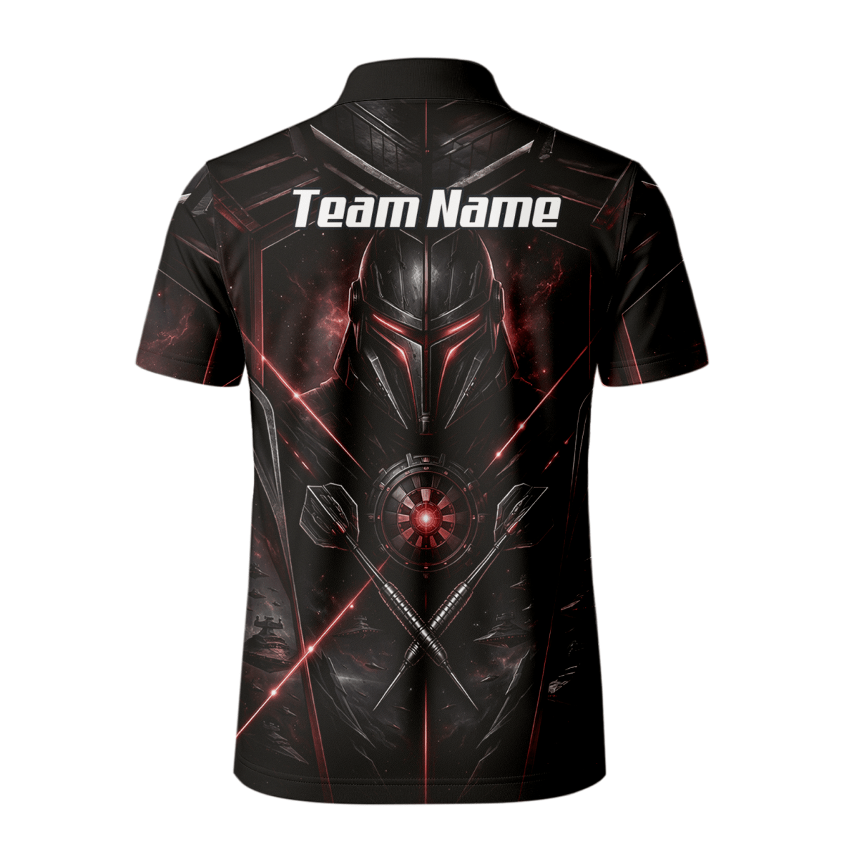 Dart Trikot Herren – Sci - Fi Krieger Helm Personalisierbar Schwarz Rot V9187 - Outfitsuche