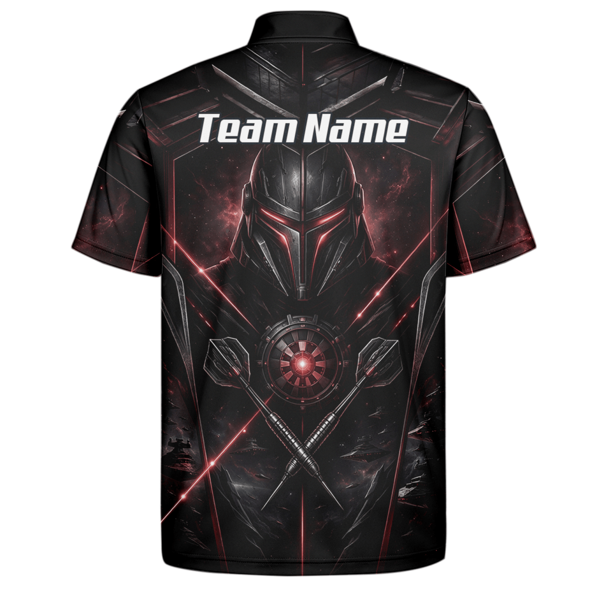Dart Trikot Herren – Sci - Fi Krieger Helm Personalisierbar Schwarz Rot V9187 - Outfitsuche