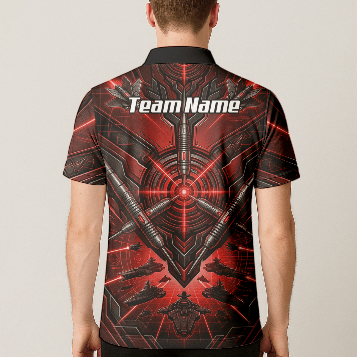 Dart Trikot Herren – Sci - Fi Target Design Rot Schwarz H6778 - Outfitsuche