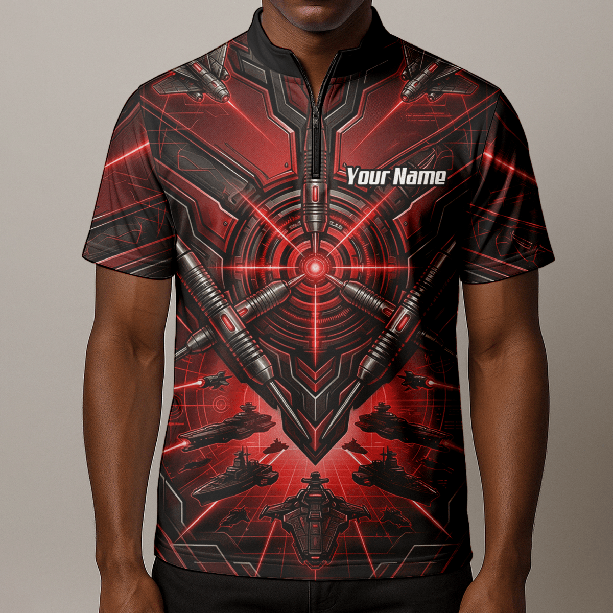 Dart Trikot Herren – Sci - Fi Target Design Rot Schwarz H6778 - Outfitsuche