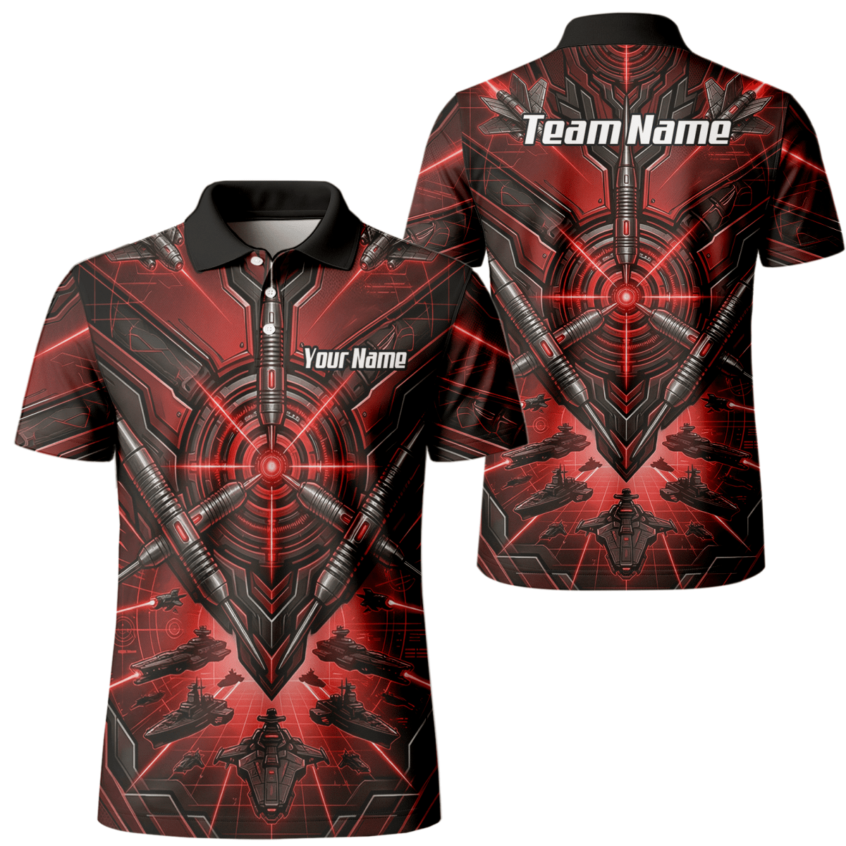 Dart Trikot Herren – Sci - Fi Target Design Rot Schwarz H6778 - Outfitsuche
