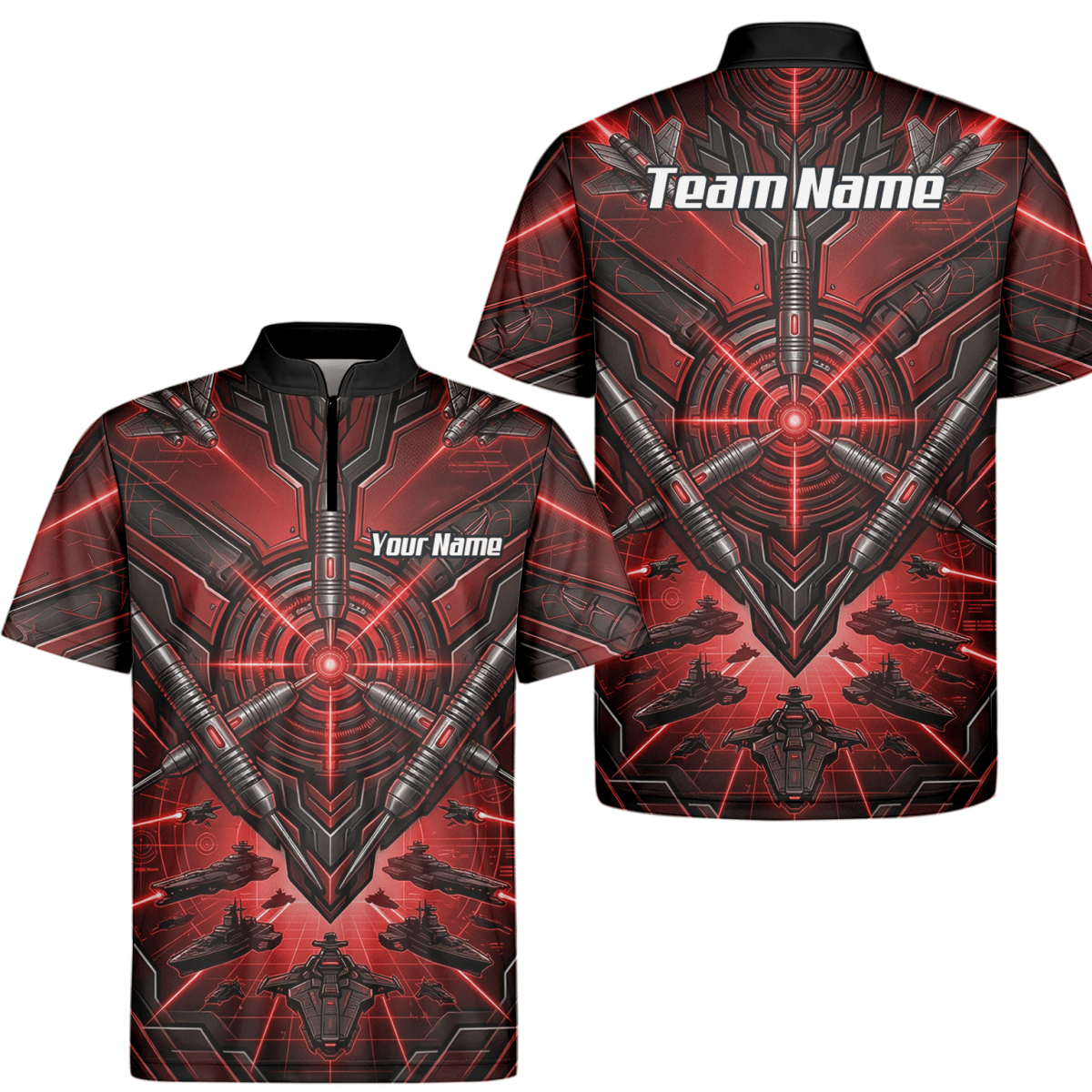 Dart Trikot Herren – Sci - Fi Target Design Rot Schwarz H6778 - Outfitsuche