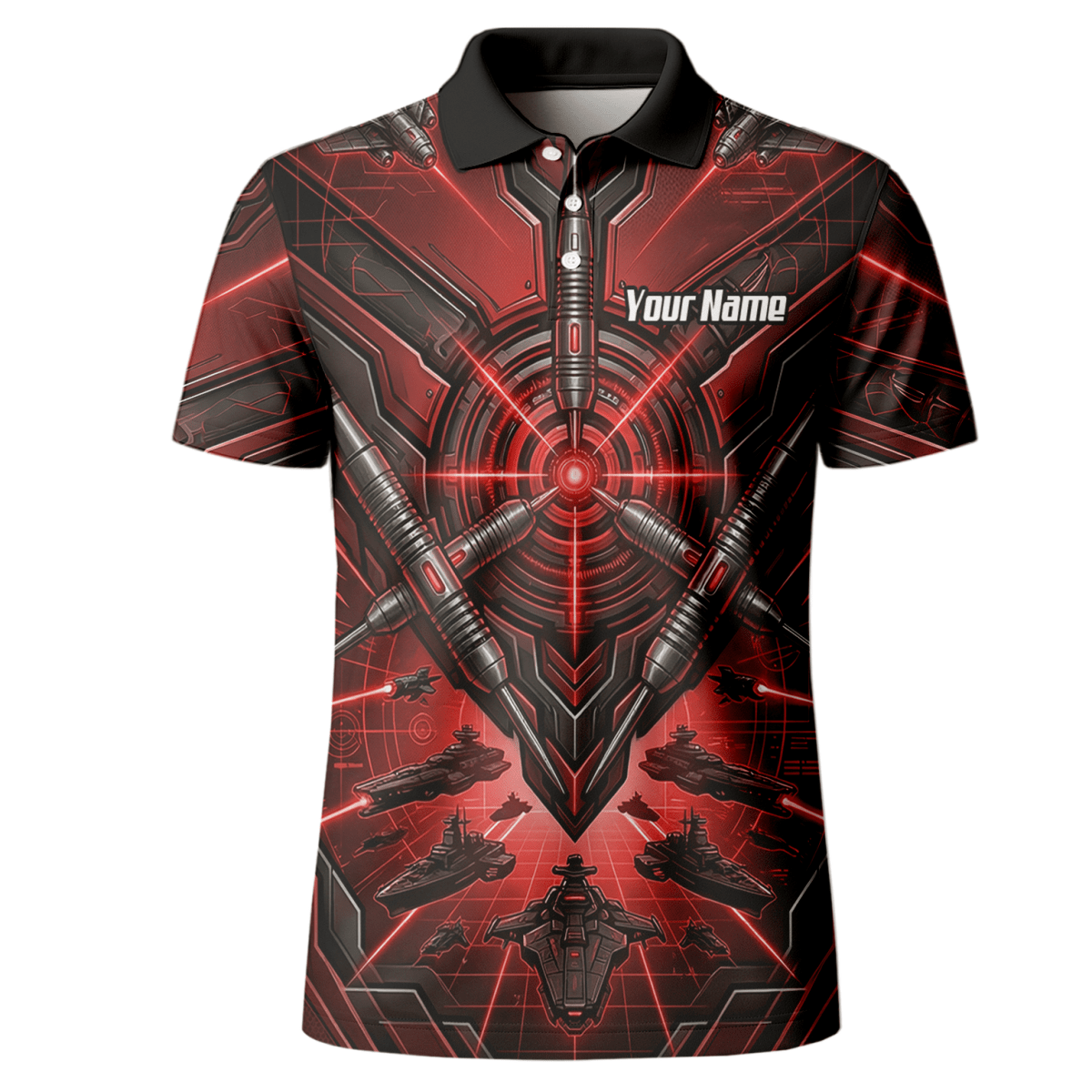 Dart Trikot Herren – Sci - Fi Target Design Rot Schwarz H6778 - Outfitsuche