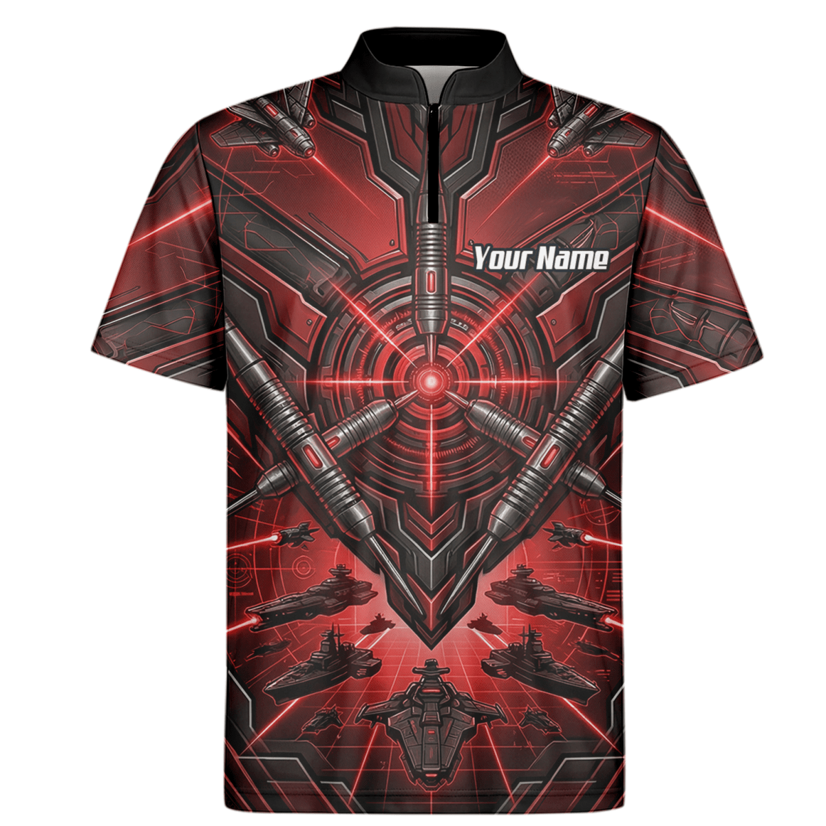 Dart Trikot Herren – Sci - Fi Target Design Rot Schwarz H6778 - Outfitsuche