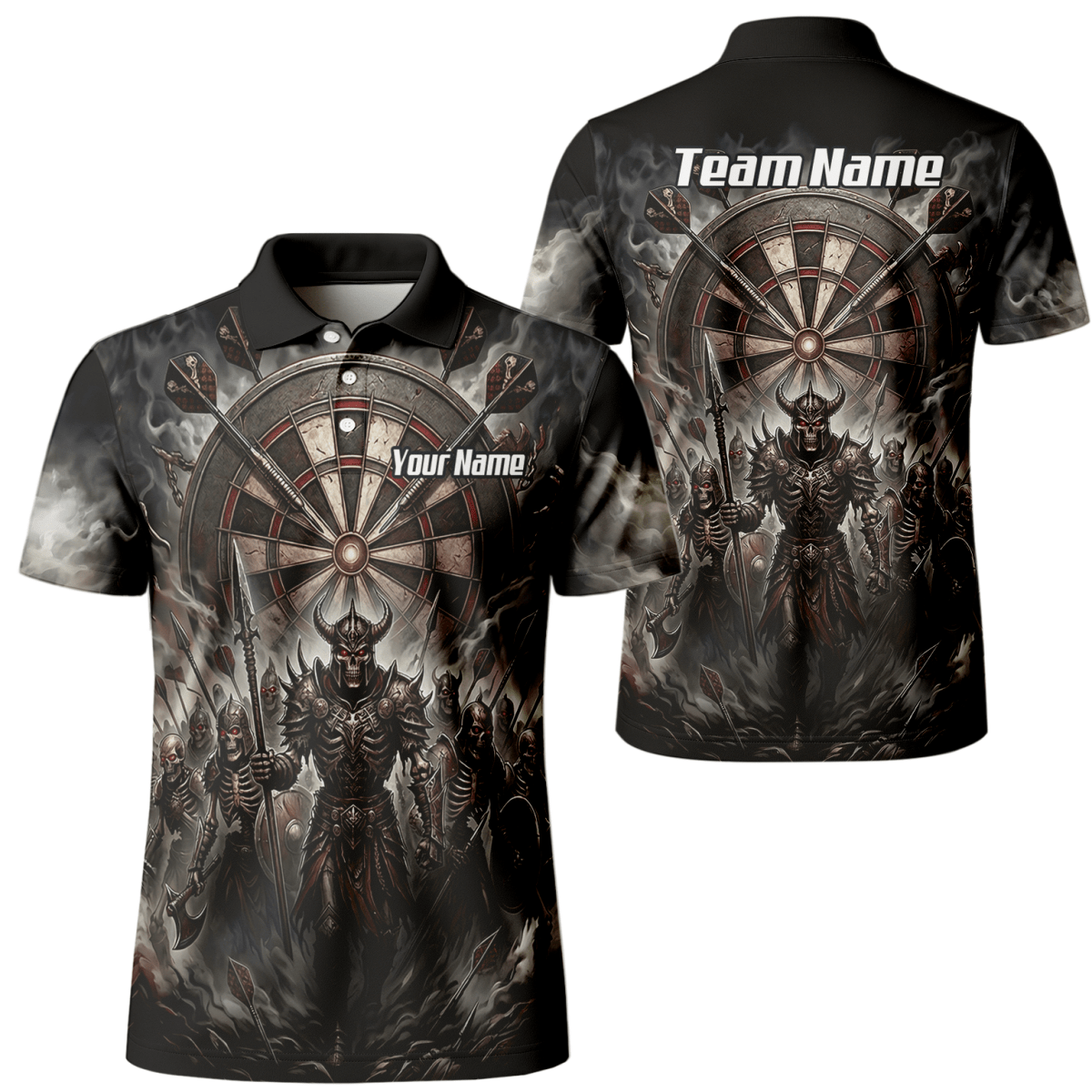 Dart Trikot Herren – Skelett Krieger Armee Schwarz Personalisierbar E8117 - Outfitsuche