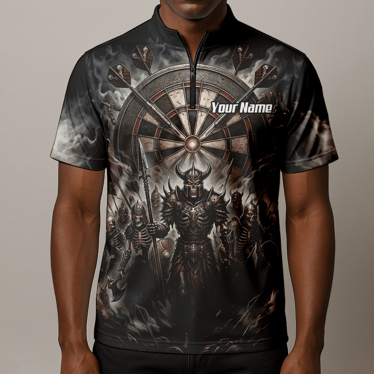 Dart Trikot Herren – Skelett Krieger Armee Schwarz Personalisierbar E8117 - Outfitsuche