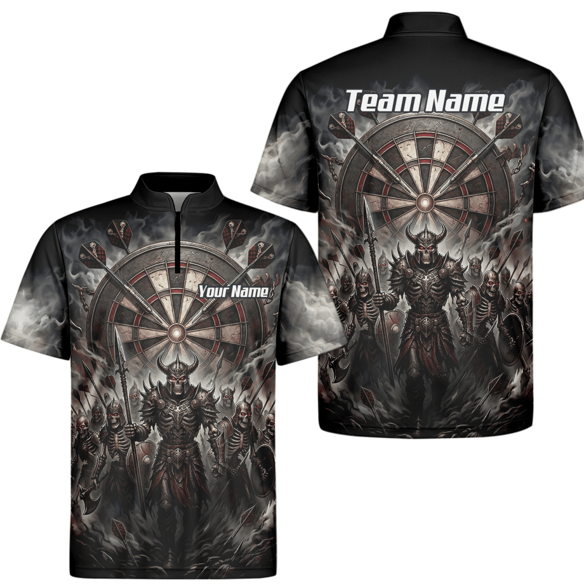Dart Trikot Herren – Skelett Krieger Armee Schwarz Personalisierbar E8117 - Outfitsuche