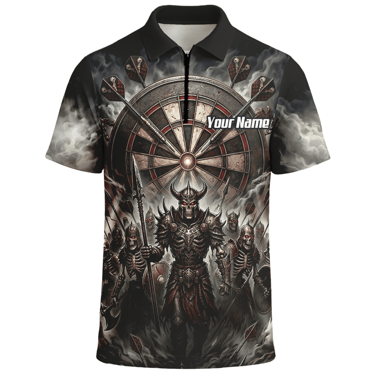Dart Trikot Herren – Skelett Krieger Armee Schwarz Personalisierbar E8117 - Outfitsuche