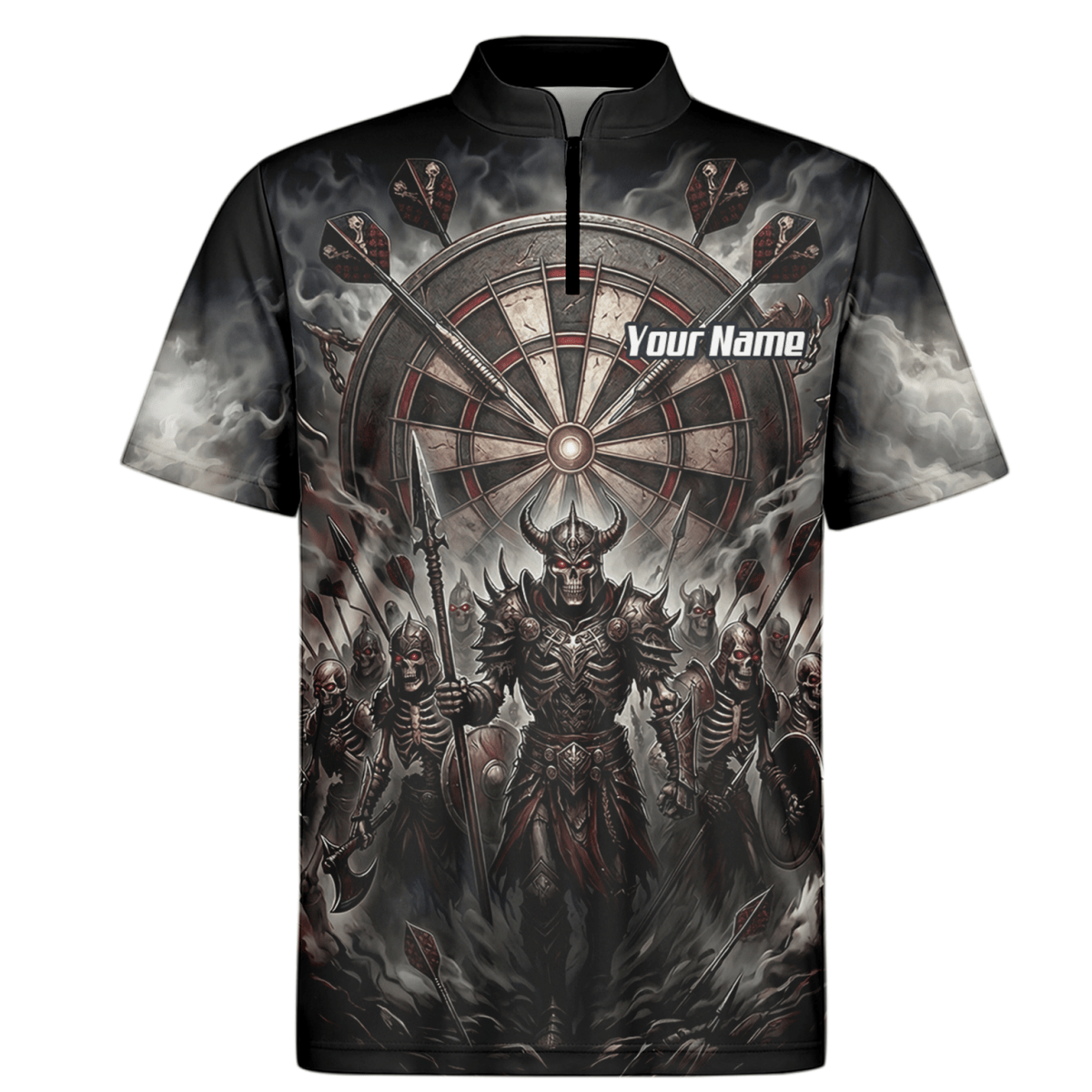 Dart Trikot Herren – Skelett Krieger Armee Schwarz Personalisierbar E8117 - Outfitsuche