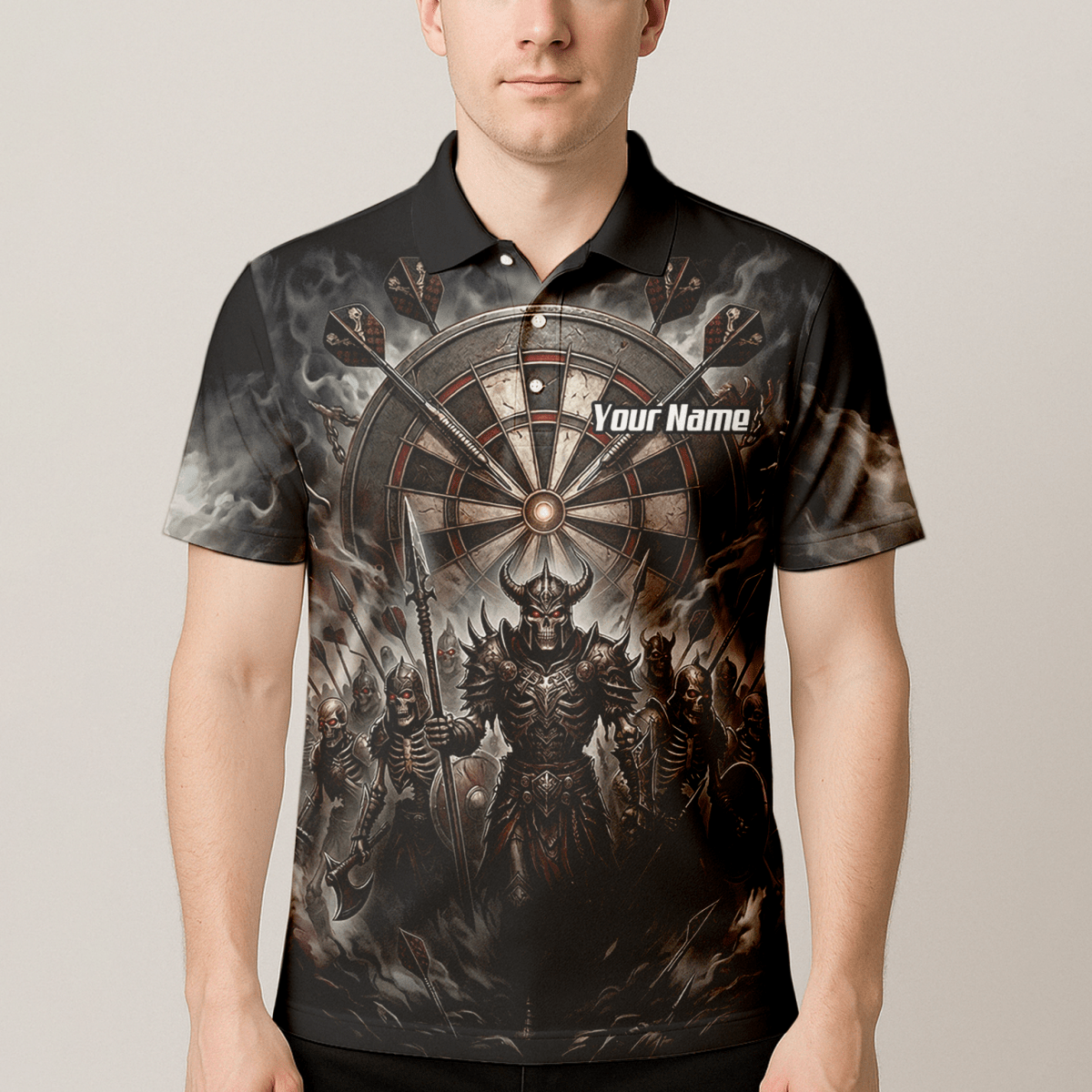 Dart Trikot Herren – Skelett Krieger Armee Schwarz Personalisierbar E8117 - Outfitsuche